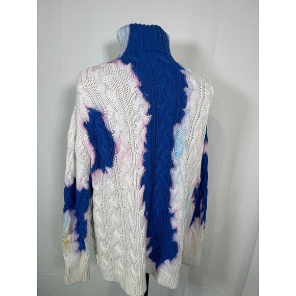 Balenciaga Tie Dye Cotton Chunky Knit Oversized Pink Blue Sweater Pullover Sz XS - Picture 6 of 16
